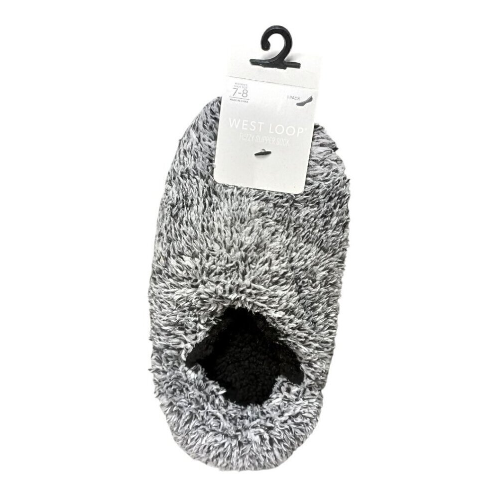 West Loop Women's Gray Fuzzy Slipper Socks size 7-8